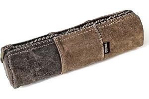 Gootium Waxed Canvas Pencil Pouch - Vintage Zippered Stationery Organizer for Pens, Pencils, and Accessories Handmade Multi-Purpose Utility Case, Tan