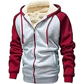 GXAMOY Men's Winter Fleece Hoodies for Men Heavyweight Warm Thick Full Zip Up Sweatshirt Outerwear