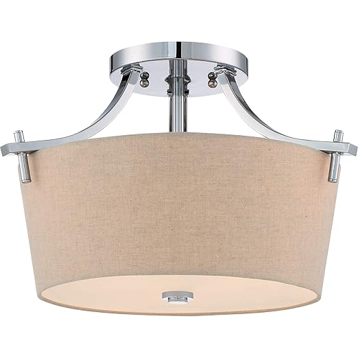 Quiozel Large Semi Flush Mount Ceiling Light Fixture Polished