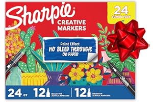 Sharpie Creative Markers, Combo Pack, Water-Based Acrylic, Bullet & Brush Tips, Assorted Colors Including Earth Tones, 24 Count - Works on Paper, Metal, Wood, Ceramic, Glass, Rock, Canvas