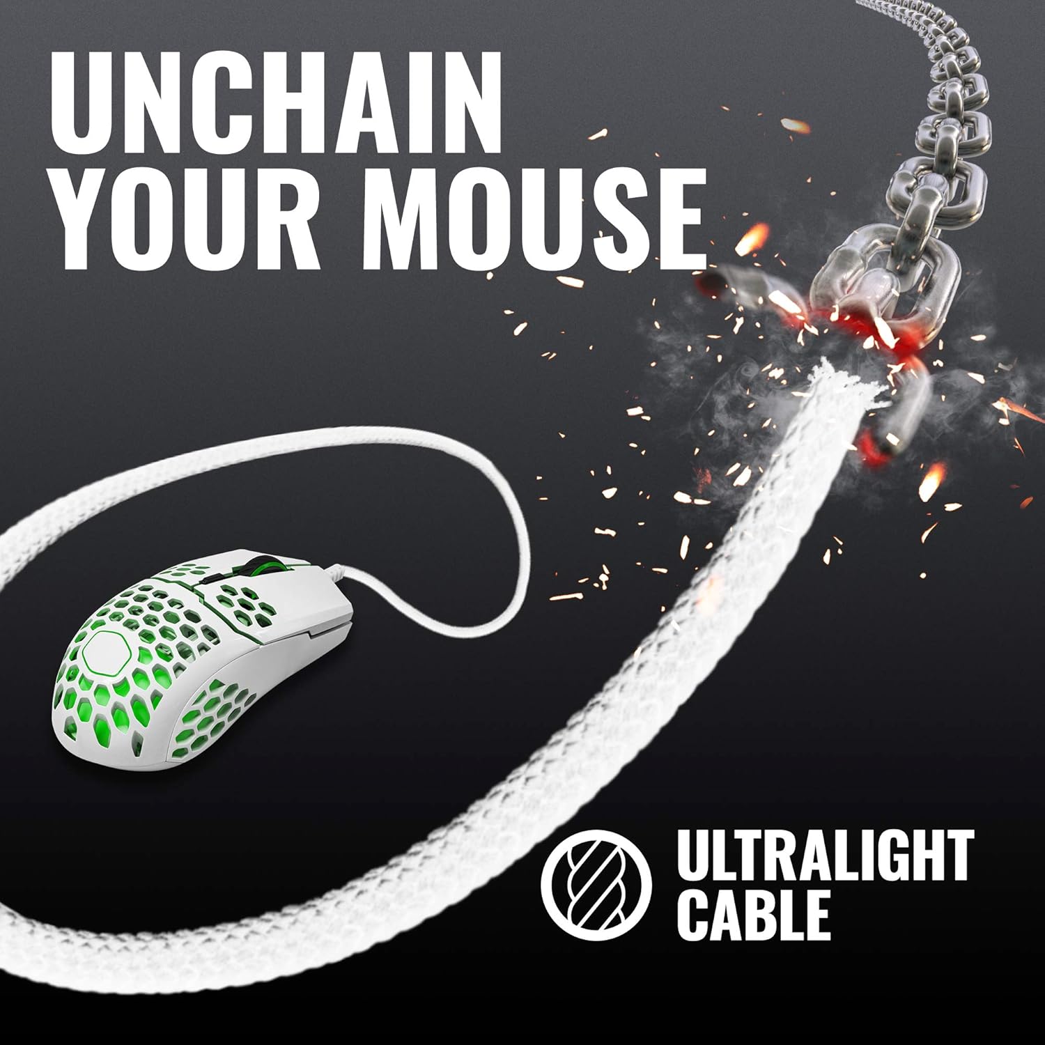 Cooler Master mm711 60G Glossy White Gaming Mouse with Lightweight Honeycomb Shell, Ultraweave Cable, 16000 DPI Optical Sensor and RGB Accents: Computers & Accessories