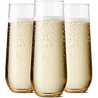 TOSSWARE POP 9oz Flute, Premium Quality, Recyclable, Unbreakable & Crystal Clear Plastic Champagne Glasses, 12 Count (Pack of