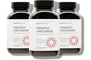 SMARTERNUTRITION Smarter Nutrition Curcumin Softgels - Potent & Bioavailable, Active Curcumin Standardized to 95% Tetrahydrocurcuminoids with AstraGin Black Cumin Seed Oil & Ginger (60 Count (Pack of 3)