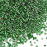 Yholin 6000pcs Dark Green Bugle Beads Bulk, Embroidery Tube Short Beads for Jewelry Making, Bracelet,Necklaces Supplies,Craft DIY(3x2mm)