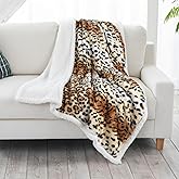 Lavish Home Fleece Sherpa Throw Blanket - Ultra Soft Plush Bed, Sofa or Couch 50" x 60" Tiger Set of 1