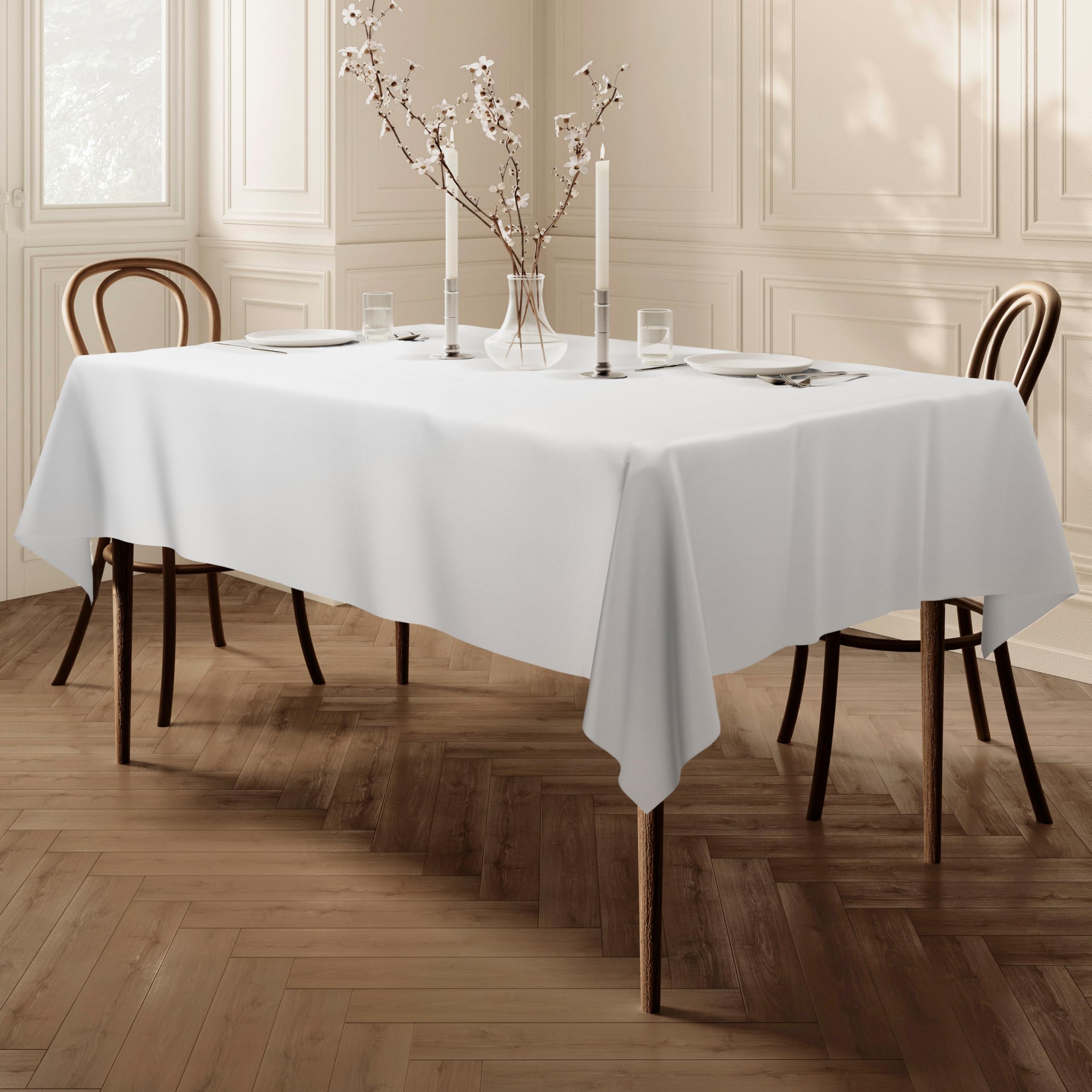 Home Direct Large Rectangular Fabric Tablecloth 140x200cm 55"x78" White — image 1
