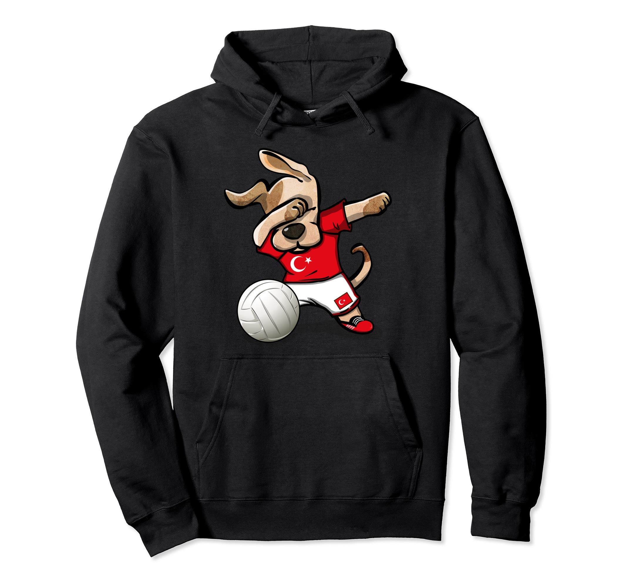 Dabbing Dog Proud Turkey Volleyball Lovers - Turkish Flag Pullover Hoodie