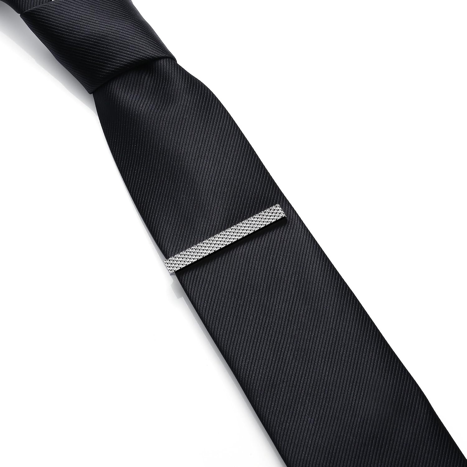 HONEY BEAR Mens Tie Clip Bar Net Normal Size for Business Wedding Gift,5cm/5.4cm (Silver-5.4cm) - Image 5