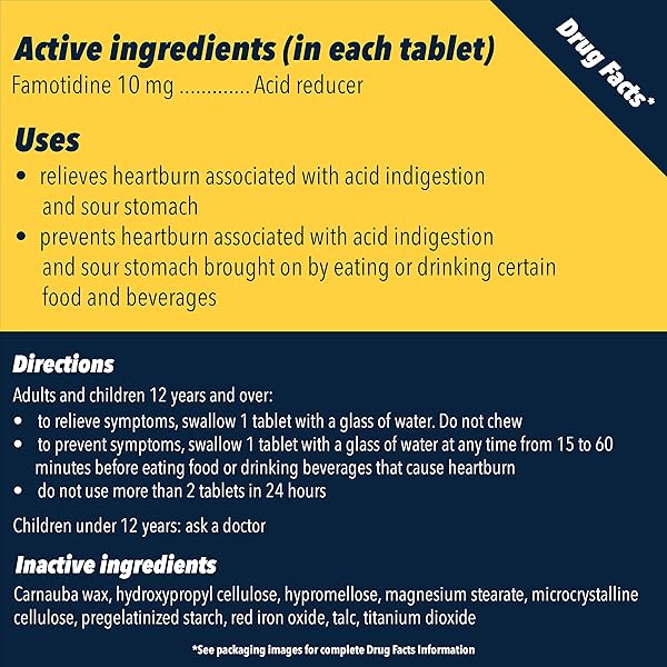 PEPCID AC ORIGINAL STRENGTH HEARTBURN RELIEF TABLETS, PREVENTS & RELIEVES HEARTBURN DUE TO ACID INDIGESTION & SOUR STOMACH, 10 MG FAMOTIDINE TO REDUCE & CONTROL ACID, FAST-ACTING, 60 CT