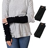 Brook + Bay Arm Warmers Women Men - Fingerless Long Arm Warmer - Knit Armwarmers with Thumb Hole - Fingerless Long Gloves - Stay Warm and Cozy with Extra Thick Cable Knit Design
