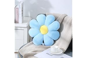 SHINUOER Flower Shaped Floor Pillow Seating Cushion, Daisy Flower Floor Throw Pillow for Kids Adults Reading Nook Bed Room Girls Gift(23.6'',Blue)