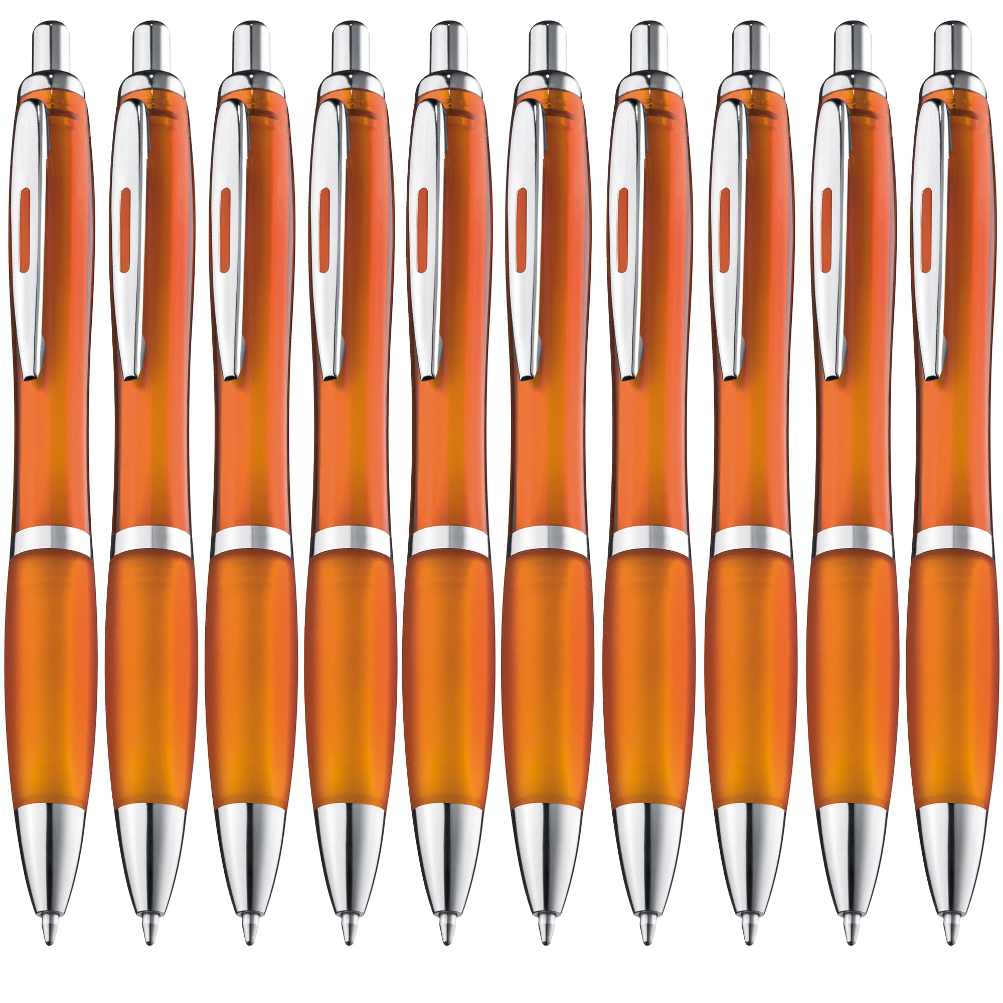 ZENSCRIBE ® Ergonomic Ballpoint Pen, Pack of 10, Premium Ballpoint Pen Set, High Quality, Non-Slip Ballpoint Pen for Easy and Soft Writing, Blue Writing Ballpoint Pen Orange
