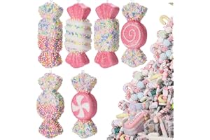 LANGXUN 6pcs Candy Land 2025 Xmas Birthday Party Wedding Suppiles Decoration, Hanging Candy Cane Christmas Tree Décor, Christmas Decorative Hanging Ornaments Crafts