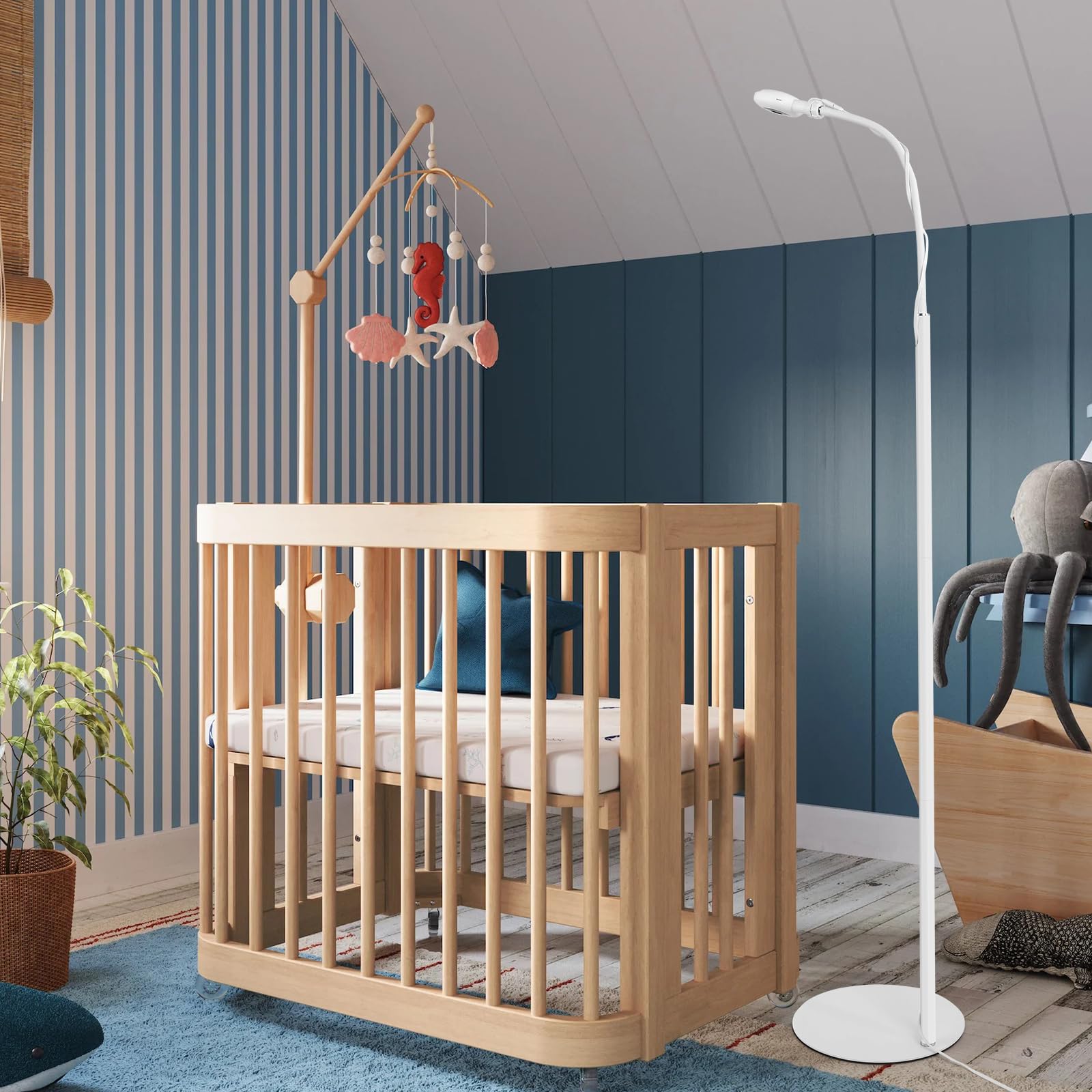 Didalo Floor Stand for Nanit Pro Baby Monitor, Gooseneck Swivel Holder Mount with Adjustable Height and Stable Base, Without Tools or Wall Damage(Camera not Included)