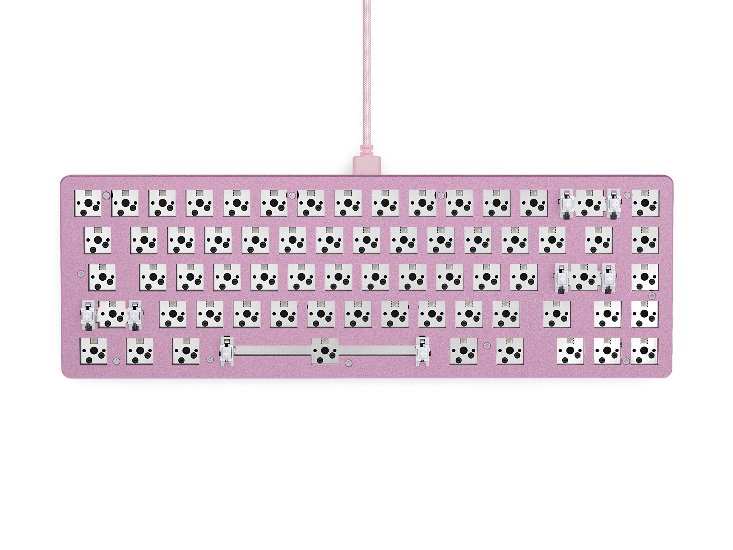 Glorious Gaming GMMK 2 Compact 65Percent Barebones (Frame Only) - Mechanical Gaming Keyboard Frame, Compact TKL Size (65Percent), Aluminium, Customisable, RGB, International / ISO / Layout - Pink