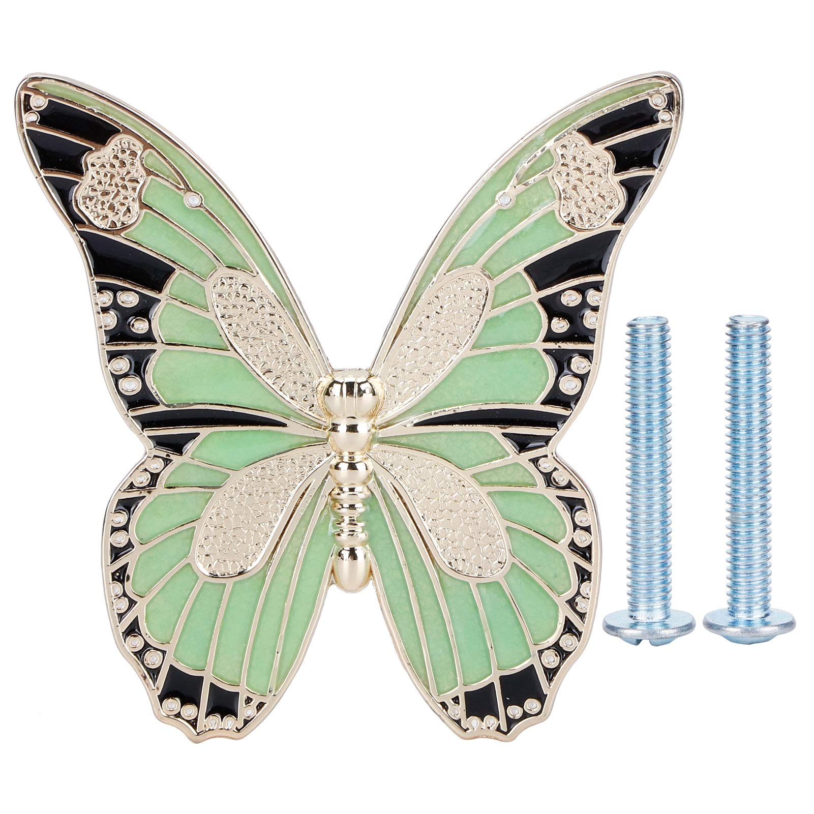 Vintage Cupboard Knob, Butterfly Shape Zinc Alloy Cabinet Knob Pull Handle with Screws, Pull Knob for Cabinet Drawer Cupboard Wardrobe(Green)