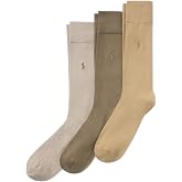POLO RALPH LAUREN Men's Super Soft Flat Dress Crew Socks, 3 Pairs | Authentic Polo Ralph Lauren, Lightweight Comfort, Reinforced Heel-Toe, Odor Resistant, Gift for Any Occasion