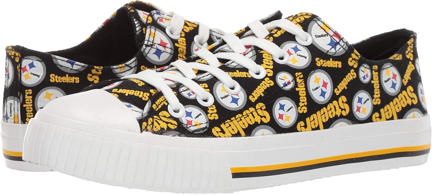 FOCO NFL Womens Low Top Repeat Print Canvas Shoe: Pittsburgh Steelers, Large : Clothing