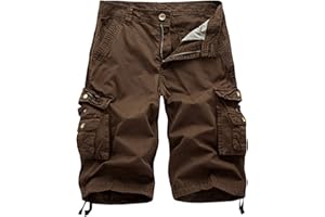 AOYOG Men's Camo Cargo Shorts Relaxed Fit Multi-Pocket Outdoor Camouflage Cargo Shorts Cotton