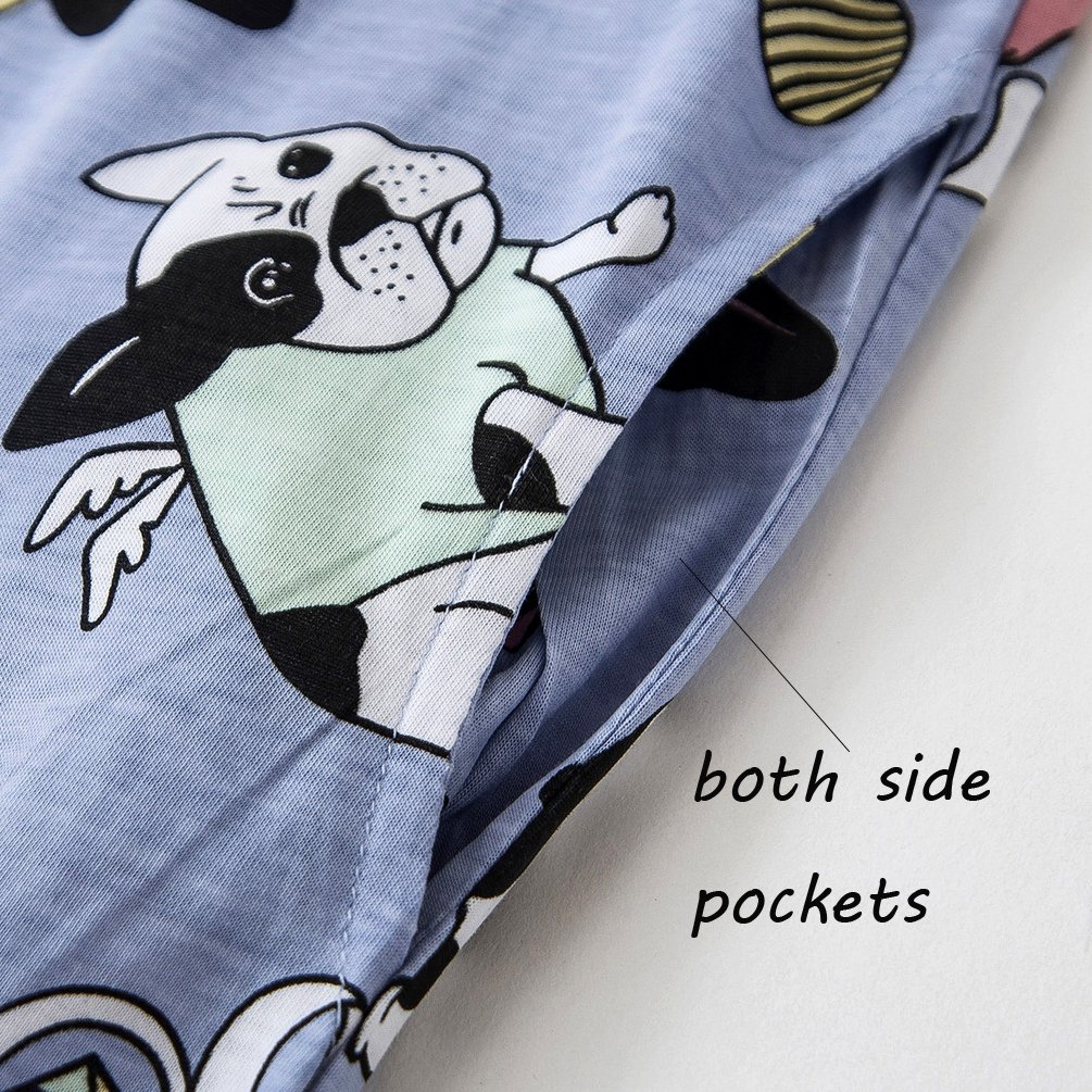 ENJOYNIGHT Women\'s Cotton Sleepwear Nightgown Long Sleeves Print Sleep Dress With Pockets (Puppy, Large)