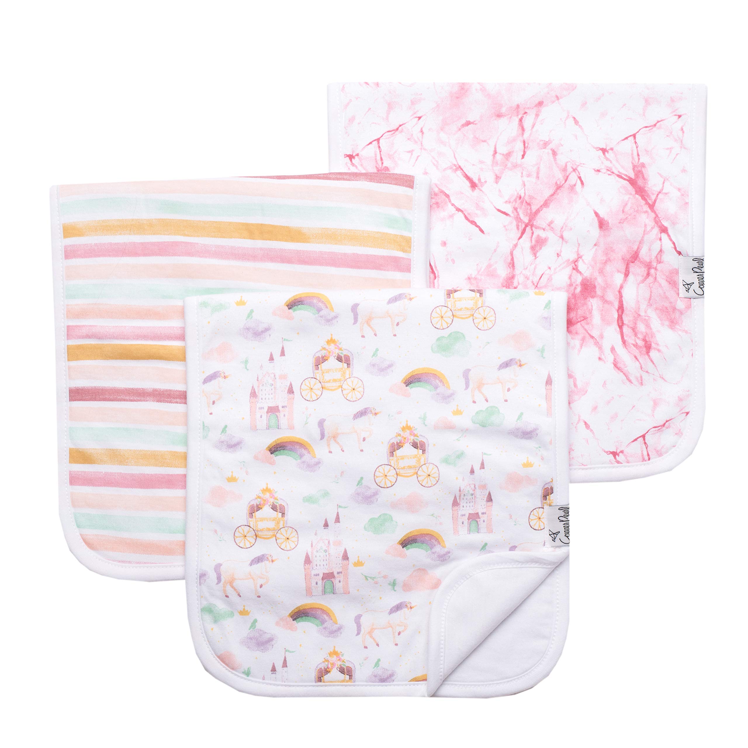 Copper Pearl Baby Burp Cloth Large 21''X10'' Size Premium Absorbent Triple Layer 3-Pack Gift Set "Enchanted"