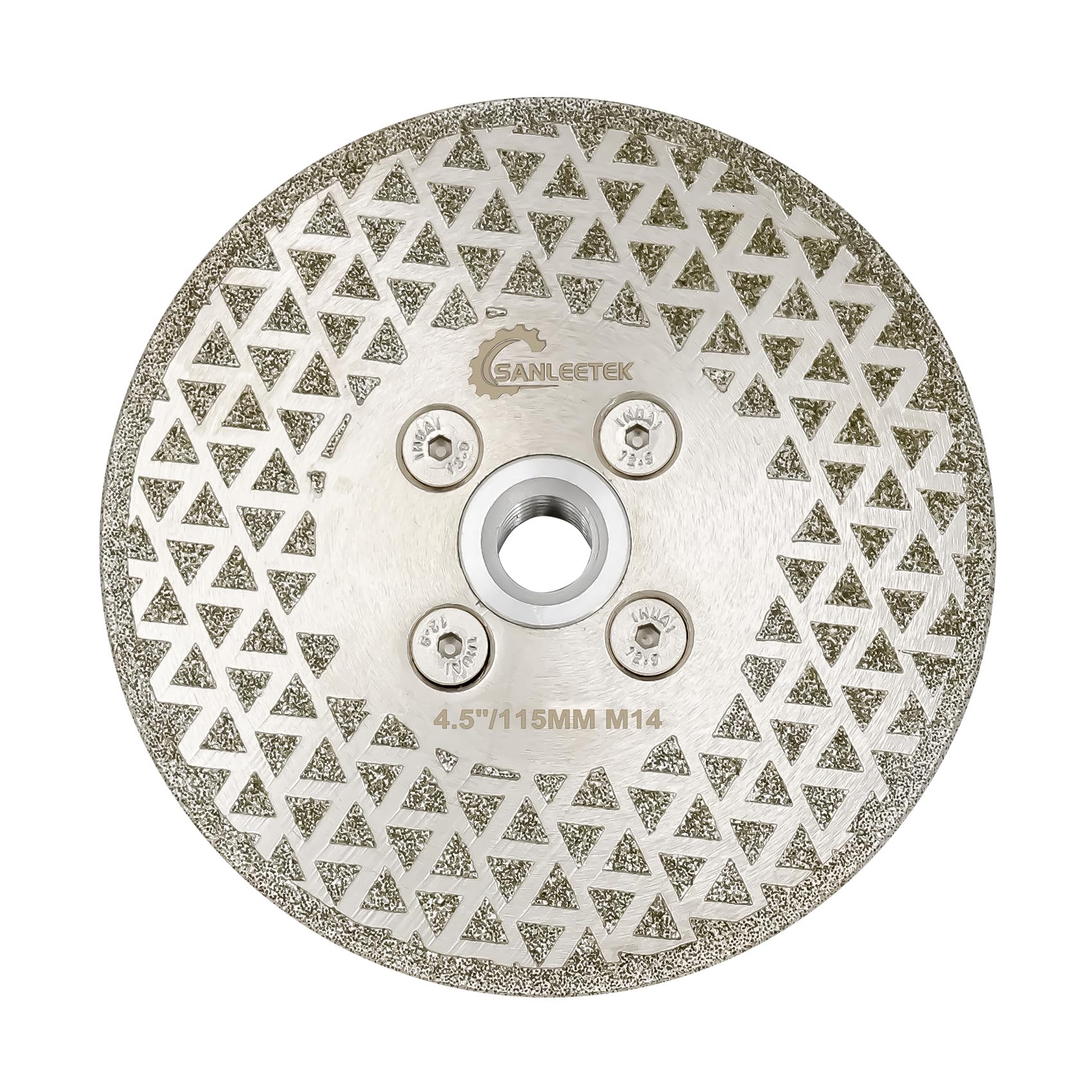 Diamond Cutting Grinding Disc 115mm - Double Side Coated Electroplated for Granite Marble Ceramic Procelain Tile Quartz M14 Thread SANLEETEK