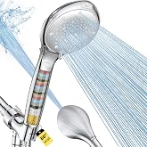 FASDUNT Filtered Shower Head with Handheld, High Pressure 8 Sprays, Chrome | 80" Long Stainless Hose, Built-in Power Wash, Water Softener Filter Beads for Hard Water - Remove Chlorine, Reduce Dry Skin