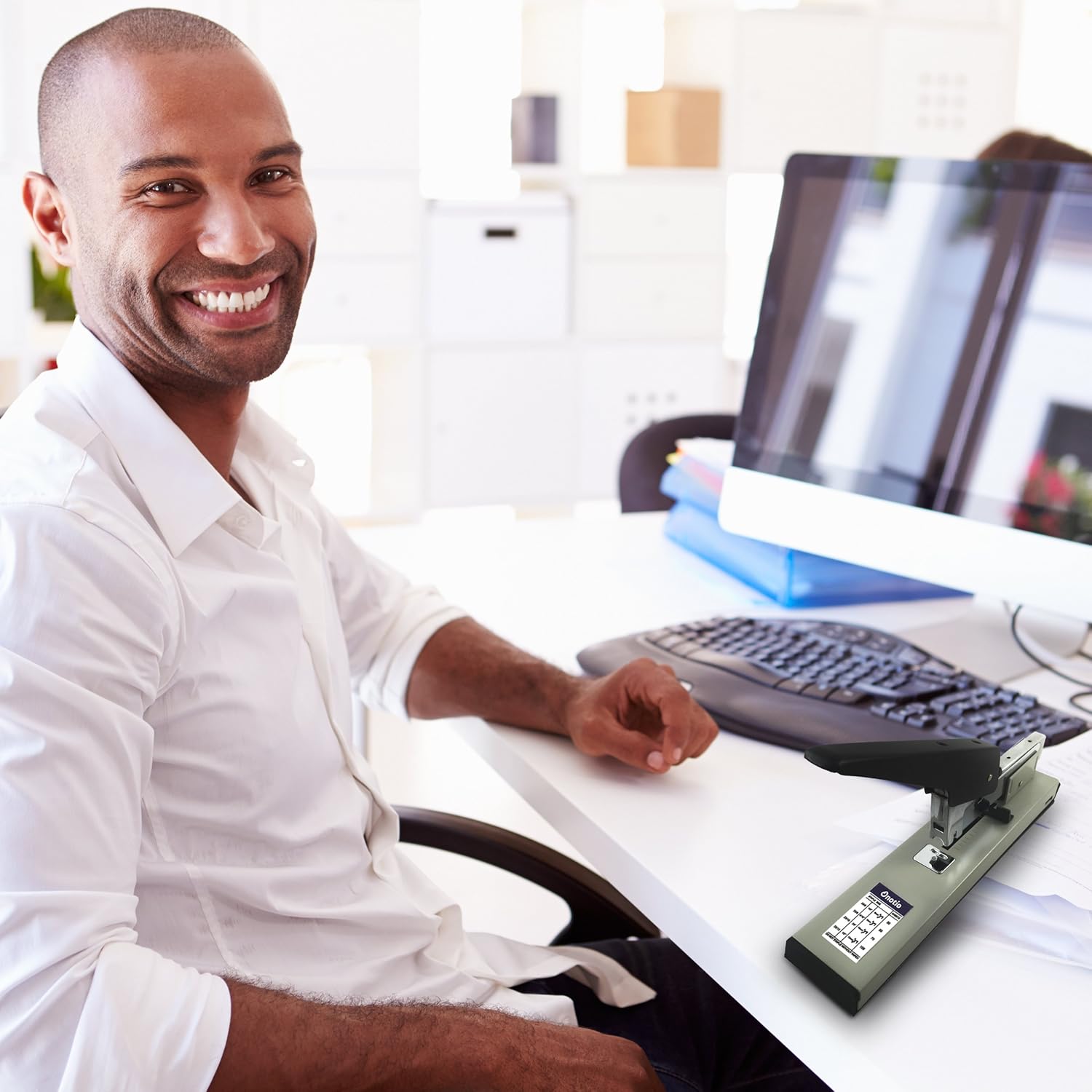 Onotio Heavy Duty 100 Sheet High Capacity Office Desk Stapler with 1000 Box Staples : Office Products