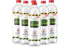 SMART FUEL ETHANOL 6 x 1 Liter - High Purity Ethanol 1 Liter - Bioethanol Fuel for fireplaces, Stoves and Burners. Denatured Alcohol (1.06 Quart) Clean Burning, Sustainable Fuel