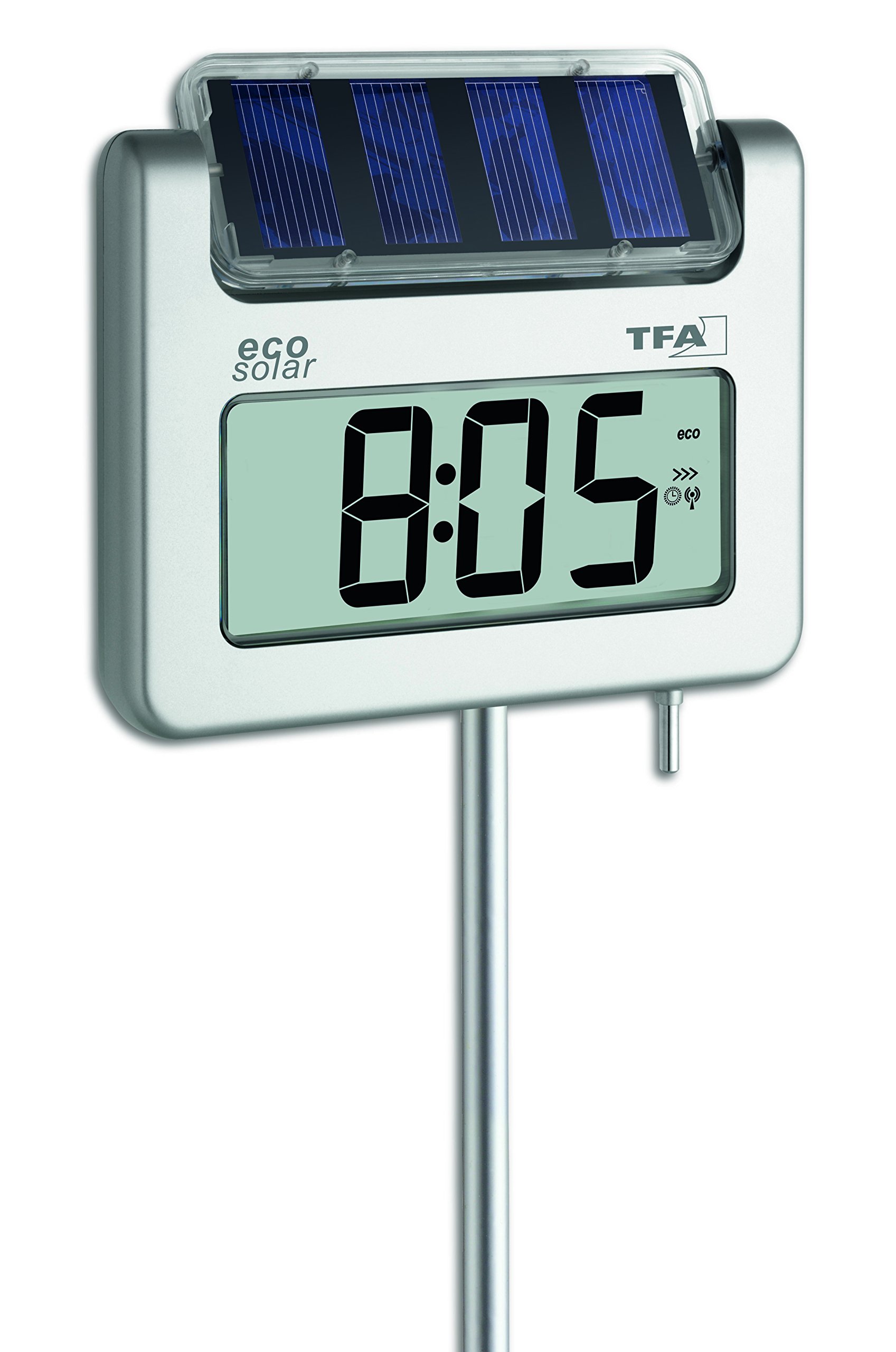 TFA Dostmann Avenue Plus Digital Garden Thermometer with Solar Lighting, Silver, 17 x 4 x 114 cm