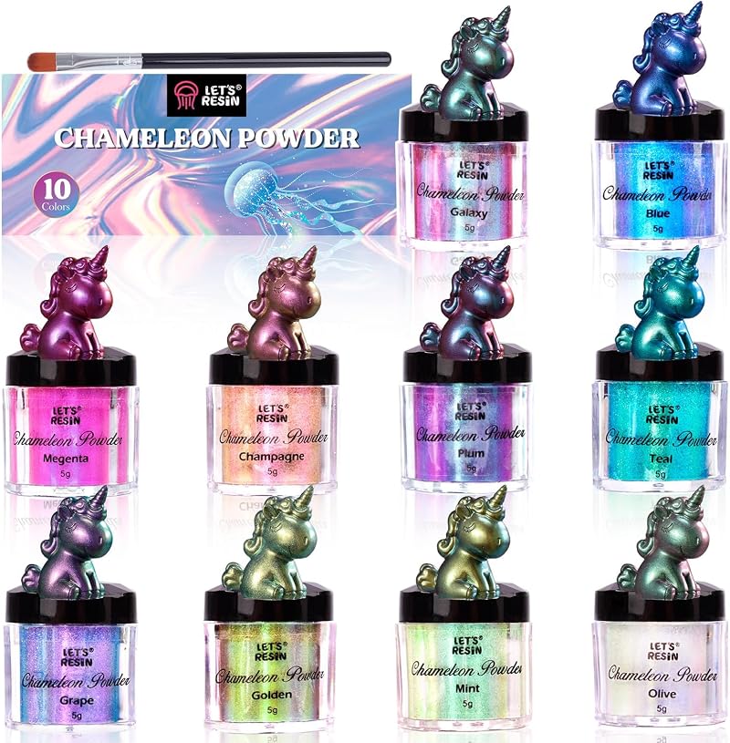LET'S RESIN Chameleon Powder 10 Color Shift Mica Powder 5g Each 50g