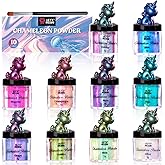 LET'S RESIN Chameleon Mica Powder, 10 * 5g Color Shift Mica Powder for Epoxy Resin/Tumbler, Saturated Color Shifting Chrome Pigment Powders for Painting,Slime,Nails