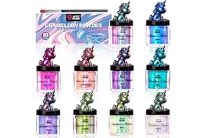 LET'S RESIN Chameleon Mica Powder, 10 * 5g Color Shift Mica Powder for Epoxy Resin/Tumbler, Saturated Color Shifting Chrome Pigment Powders for Painting,Slime,Nails