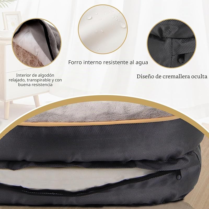 Large Cama de Espuma viscoelástica para Perros, Cama ortopédica para Perros y sofá con Funda extraíble Lavable y Juguetes chirriadores como Regalo