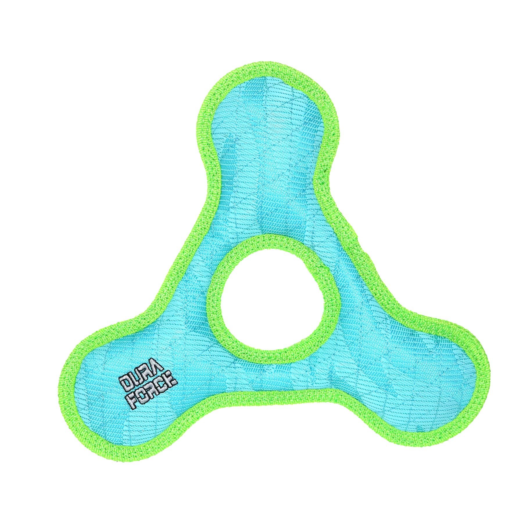 DuraForce Triangle Ring Tiger Dog Toy, Blue/Green