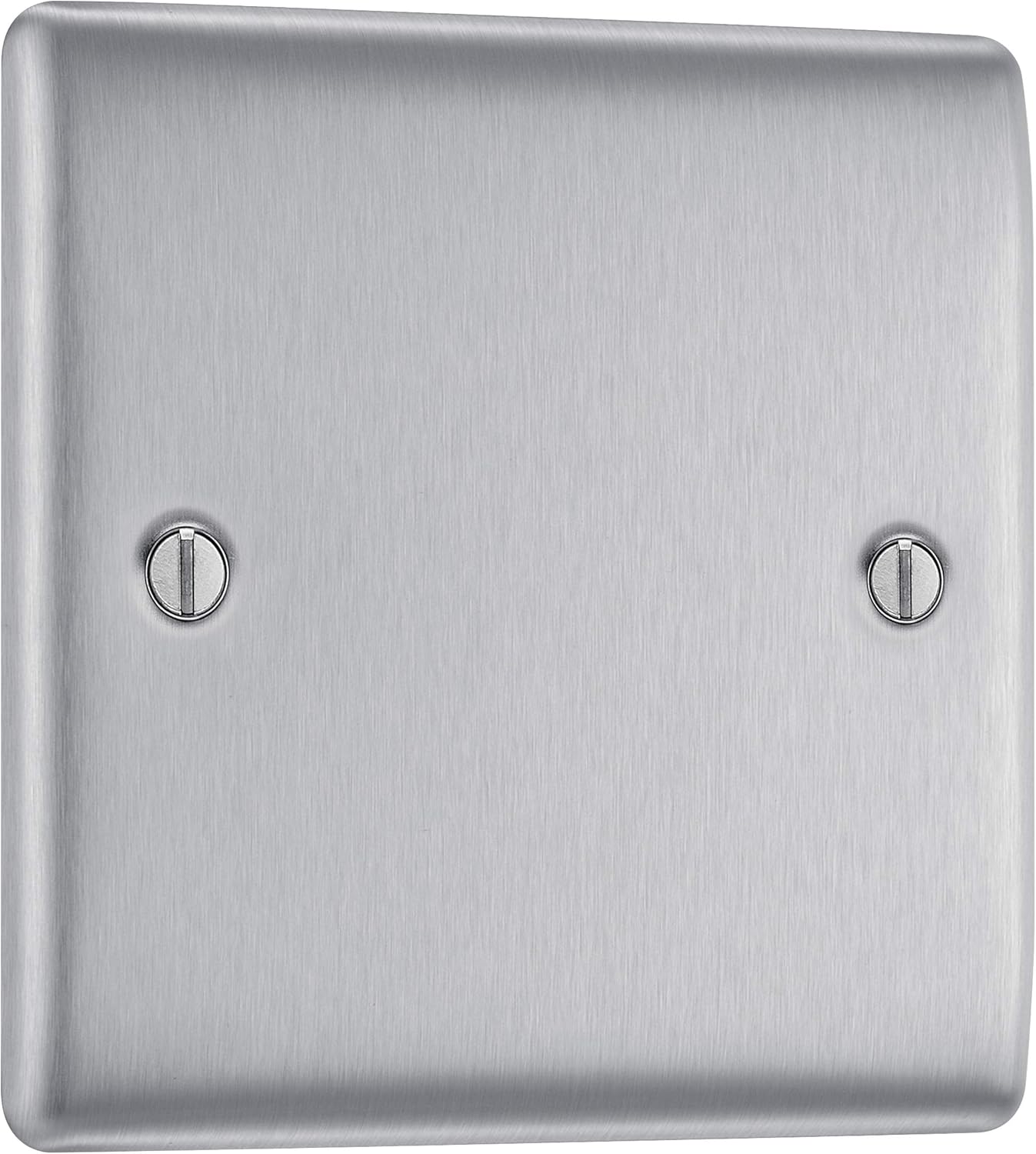BG Electrical Single Blank Plate, Brushed Steel