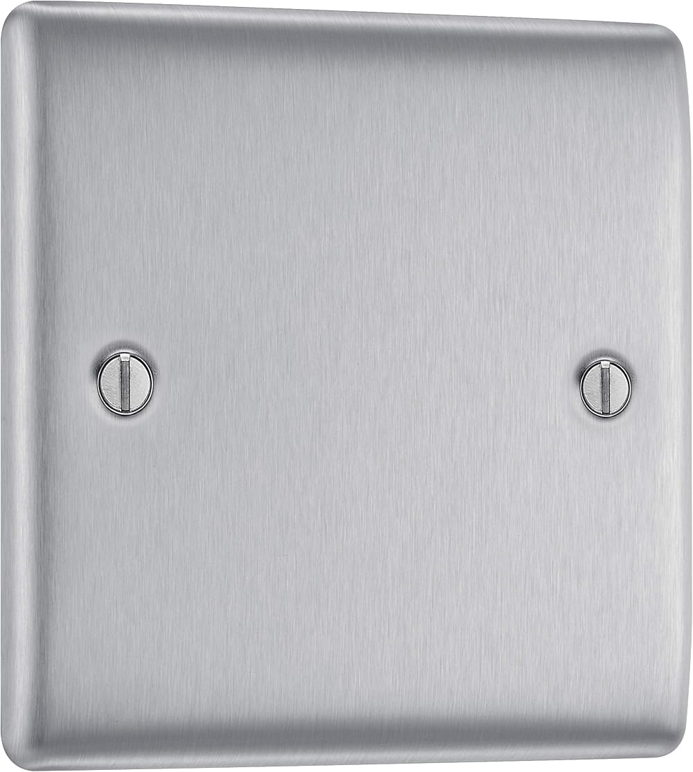BG Electrical Single Blank Plate Nexus Metal Range Brushed Steel