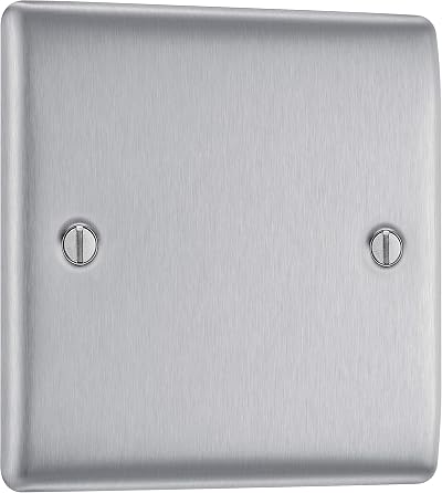 BG Electrical Single Blank Plate Nexus Metal Range Brushed Steel