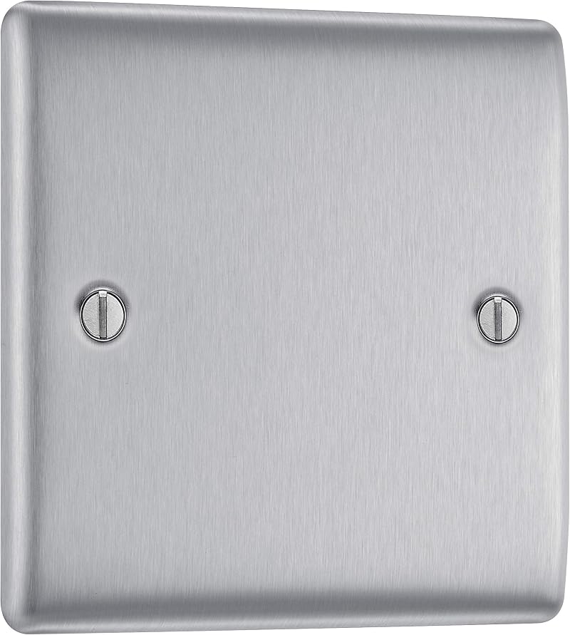 BG Electrical Single Blank Plate Nexus Metal Range Brushed Steel