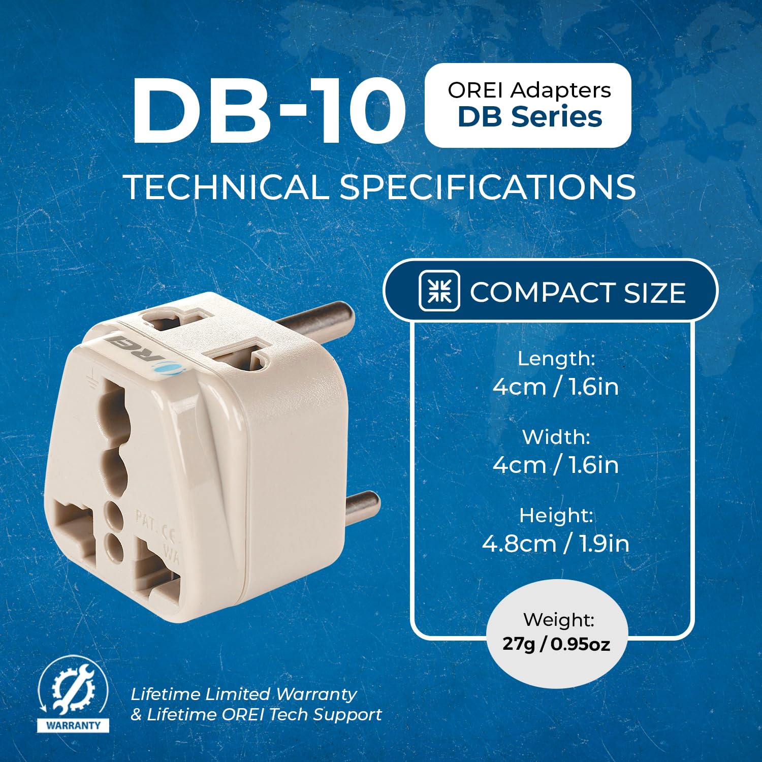Orei Grounded Universal 2 in 1 Plug Adapter Type D for India and More