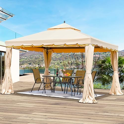Erommy 10x20 Outdoor Canopy Gazebo, Double Roof Patio Gazebo Steel