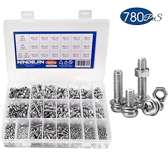 M3 Button Head Socket Screw Flat Washers Lock Washers Hex Nuts Lock Nuts Qty 150 Pieces Assortment Set Nut Bolt Assortment Sets Fasteners