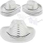 Lnrueg 20 PCS Cowboy Cowgirl LED Flashing Light Hats Glasses, Cowboy Hats and Heart Star Glasses for Western Cowboy Costume Role Play Xmas, Cosplay Sequin Hats