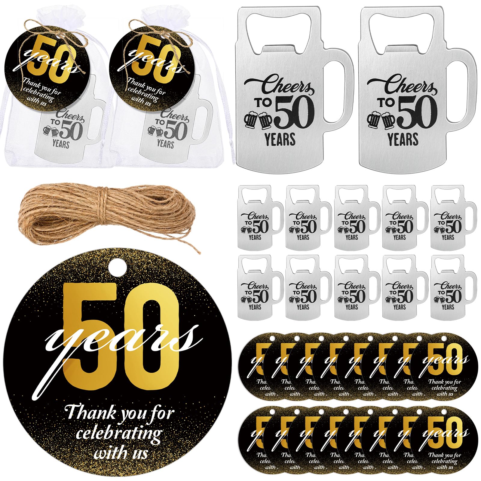Havawish 50 Sets Favoris Pour Fête Retraite - 1.2 Oz, Verres Shot, Cartes Remerciement, Sacs Organza, Réutilisables