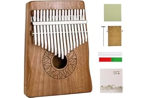 EDDARAY 17 Keys Kalimba Thumb Piano, Mahogany Mbira Sanza Finger Piano with Tuning Hammer and Instruction, Portable Wood Keyboard Musical Instruments Gift for Kids Adults Beginners (Wood Color)