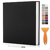 Large Photo Album Self Adhesive Scrapbook Album for 4×6 5×7 8×10 Pictures DIY Magnetic Linen Cover Album 40 Pages for Family Wedding Gifts with Metal Pen and Plastic