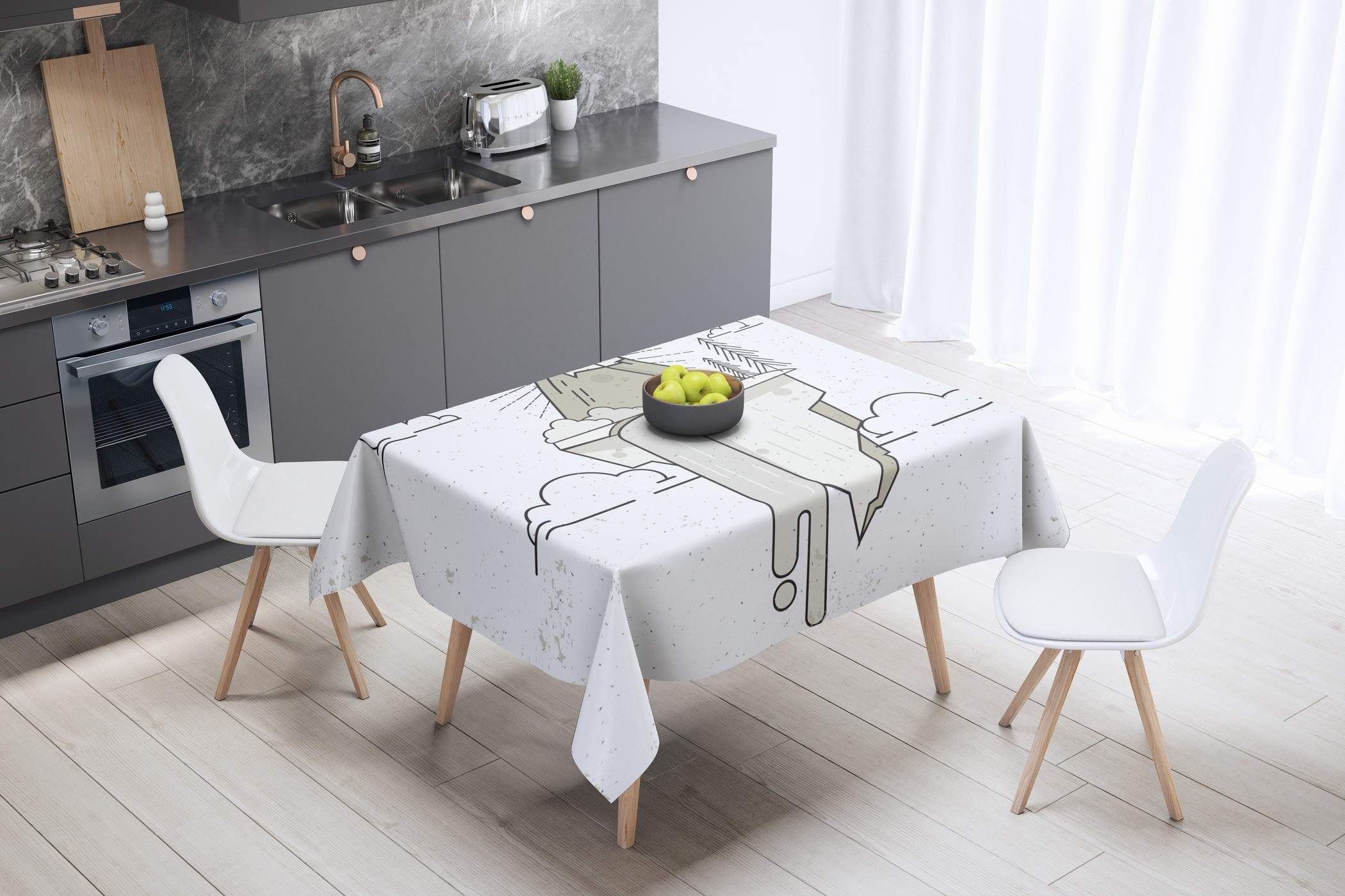 Bonamaison Kitchen Decoration, Tablecloth, 140cm x 140cm - Designed and Manufactured in Turkey