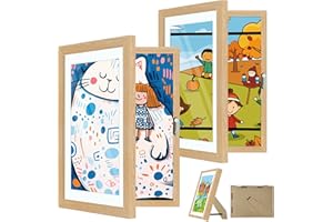 2 Pack Kids Art Frame, A4 Front Opening Kids Artwork Frames Changeable, Chind Artwork Display Storage Frame for 3D Picture Cr