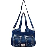 True Religion womens True Religion Women's Satchel Bag, Crossbody Purse Handbag With Horseshoe Logo Stitching