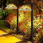 YZIVTAOTIE Low Voltage Landscape Lighting, 3W LED Pathway Lights with Handmade Tiffany Glass, 12V Waterproof Outdoor Lights f